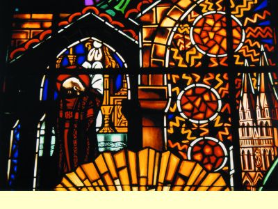 Kugelvision des hl. Vinzenz von Paul (Glasfenster in der Basilika von Annecy